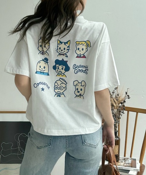Ada.(エイダ)の「【Good Riddance】バックプリント オサムグッズ Tシャツ(Tシャツ/カットソー・レディース・アクア/ホワイト/ブラック・L/M)」の6枚目の写真