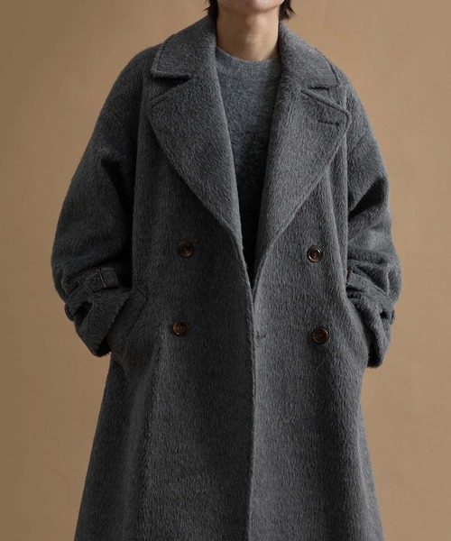 ウールブレンドシャギーダブルチェスターコート（チェスターコート