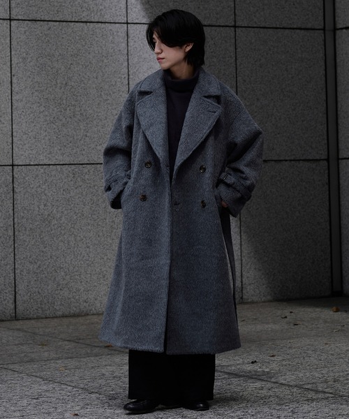 ウールブレンドシャギーダブルチェスターコート（チェスターコート