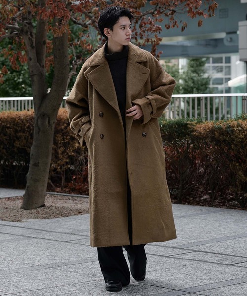 ウールブレンドシャギーダブルチェスターコート（チェスターコート