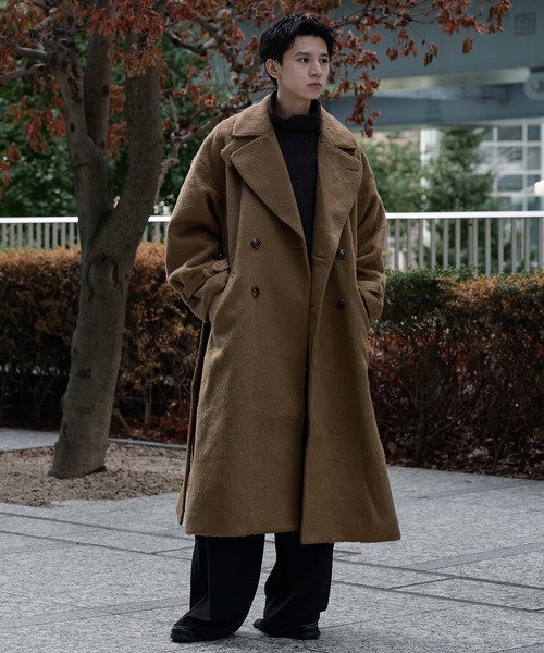 ウールブレンドシャギーダブルチェスターコート（チェスターコート