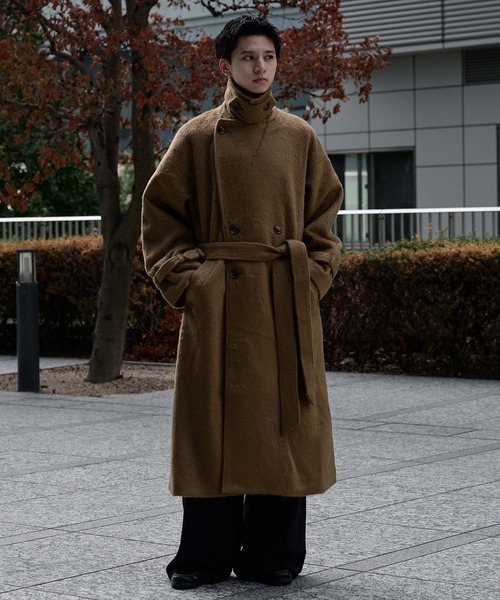 ウールブレンドシャギーダブルチェスターコート（チェスターコート