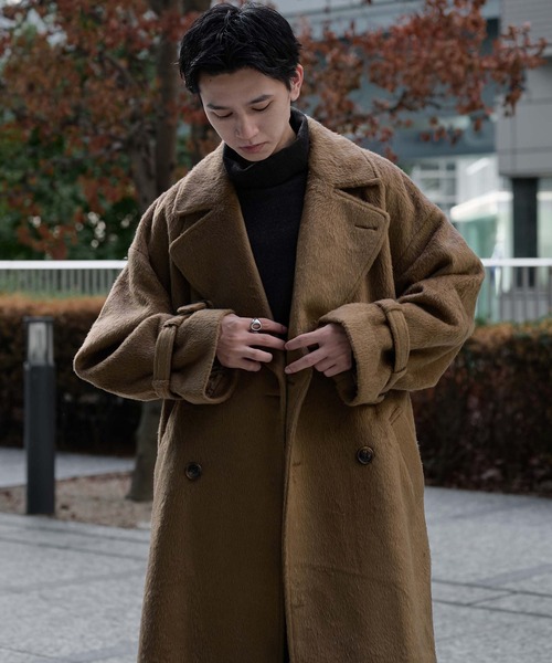 ウールブレンドシャギーダブルチェスターコート（チェスターコート