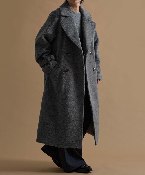 ウールブレンドシャギーダブルチェスターコート（チェスターコート