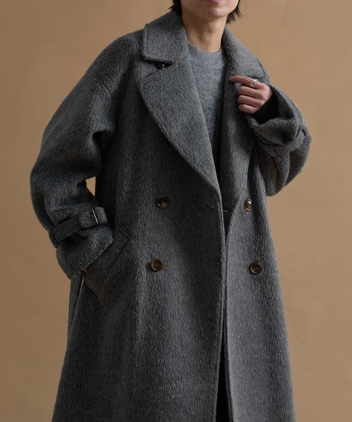 ウールブレンドシャギーダブルチェスターコート（チェスターコート