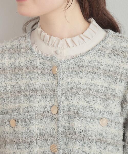 couture brooch(クチュールブローチ)の「ツイード編みカーディガン(カーディガン/ボレロ・レディース・ブラック/ライトグレー・38)」の20枚目の写真