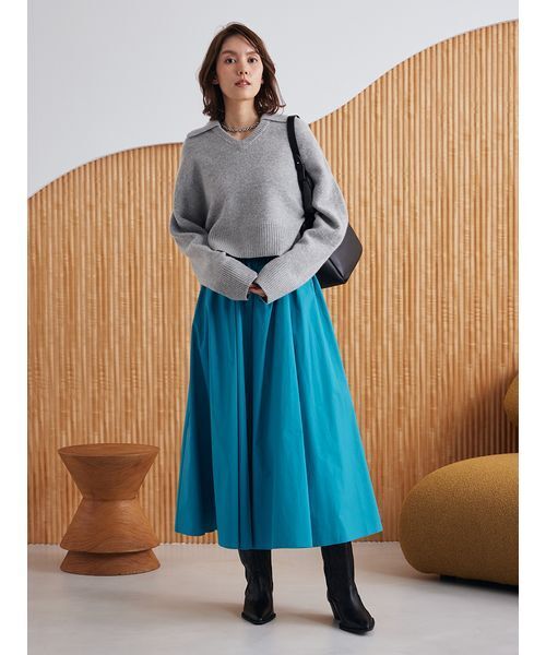 Mila Owen（ミラオーウェン）の「ウエストゴムギャザーマキシスカート（スカート・レディース・ホワイト/キャメル/ドット/ターコイズブルー・0/1/00）」の14枚目の写真