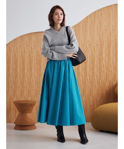 Mila Owen（ミラオーウェン）の「ウエストゴムギャザーマキシスカート（スカート・レディース・ホワイト/キャメル/ドット/ターコイズブルー・0/1/00）」の15枚目の写真