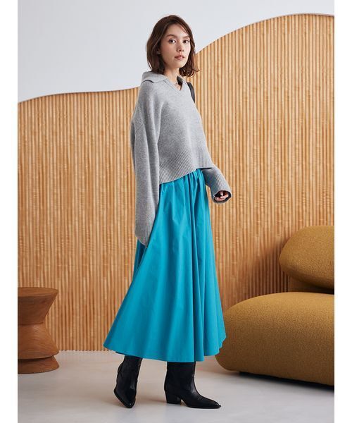 Mila Owen（ミラオーウェン）の「ウエストゴムギャザーマキシスカート（スカート・レディース・ホワイト/キャメル/ドット/ターコイズブルー・0/1/00）」の16枚目の写真