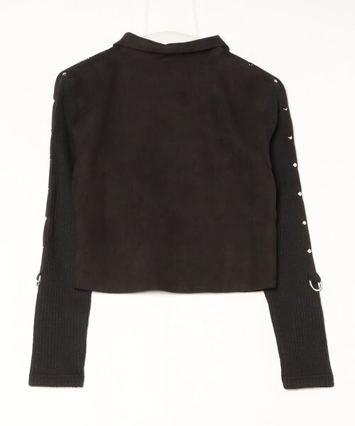 .KOM（ドットコム）の「A'GEM/9 × .kom 『.kom/ドットケーオーエム』Suede × Rib Contrast Zip-Up Top /スエード×リブ切り替えジップトップ（ニット/セーター・レディース・ブラウン/ブラック・FREE）」の18枚目の写真