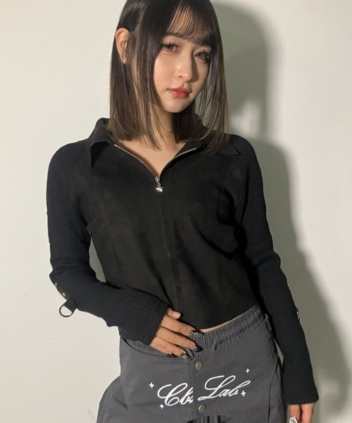 A'GEM/9 × .kom 『.kom/ドットケーオーエム』Suede × Rib Contrast Zip