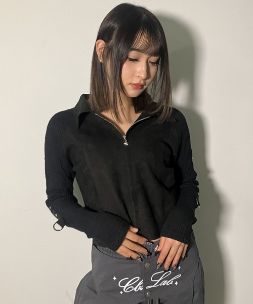 A'GEM/9 × .kom 『.kom/ドットケーオーエム』Suede × Rib Contrast Zip