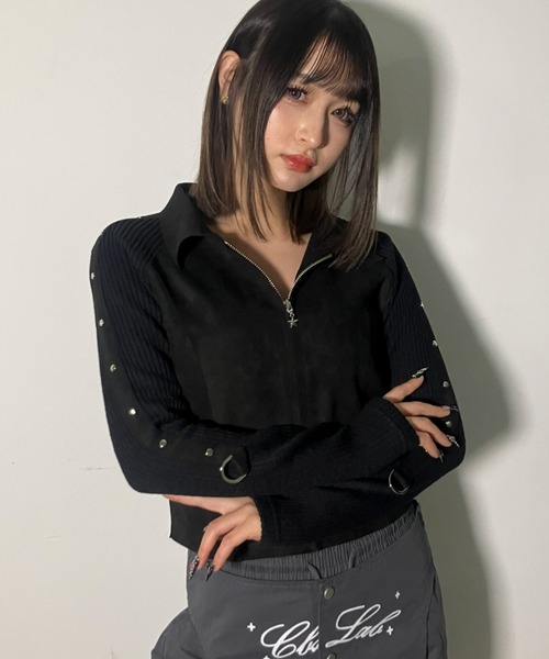 A'GEM/9 × .kom 『.kom/ドットケーオーエム』Suede × Rib Contrast Zip