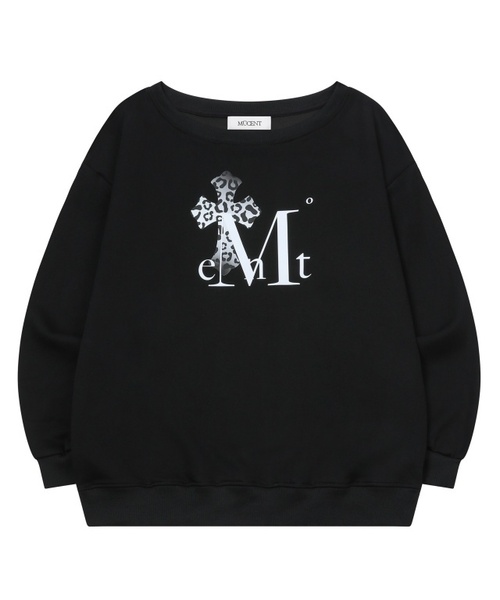 MUCENT(ムセント)の「サハラグラデーションヒョウ十字ワンショルダーマンツーマン(2カラー)(スウェット・レディース・グレー/ブラック・FREE)」の2枚目の写真