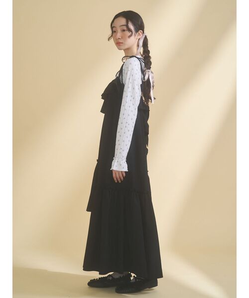 merry jenny（メリージェニー）の「tulip frillキャミワンピース（ワンピース・レディース・ベージュ/ブラック・FREE）」の6枚目の写真