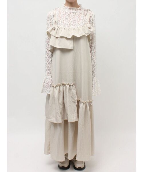 merry jenny（メリージェニー）の「tulip frillキャミワンピース（ワンピース・レディース・ベージュ/ブラック・FREE）」の9枚目の写真