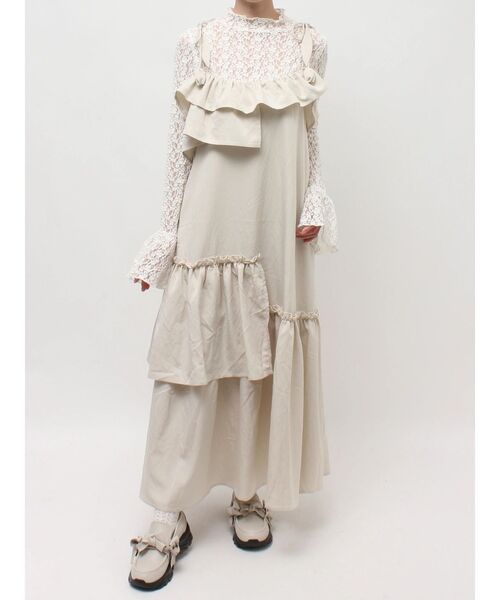 merry jenny（メリージェニー）の「tulip frillキャミワンピース（ワンピース・レディース・ベージュ/ブラック・FREE）」の20枚目の写真