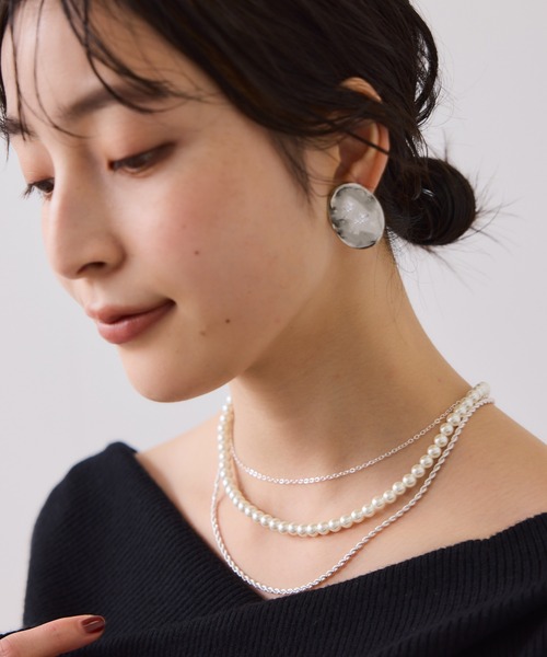 VIS（ビス）の「ガラスパール3連ネックレス（ネックレス・レディース・ゴールド/シルバー・FREE）」の6枚目の写真