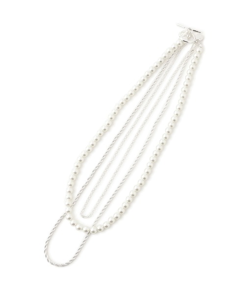 VIS（ビス）の「ガラスパール3連ネックレス（ネックレス・レディース・ゴールド/シルバー・FREE）」の8枚目の写真