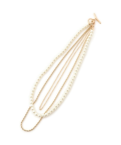 VIS（ビス）の「ガラスパール3連ネックレス（ネックレス・レディース・ゴールド/シルバー・FREE）」の10枚目の写真