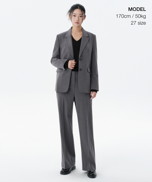 MUSINSA STANDARD WOMAN（ムシンサスタンダードウーマン）の「ウィメンズストレートヒドゥンバンディングスラックス[ミディアムグレー]（スラックス・レディース・その他・32/30/24/25/26/27/28/29/31/34）」の2枚目の写真