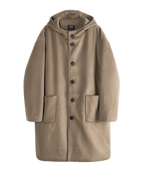 WOOLオーバーロングフードコート (モカ) T2O005