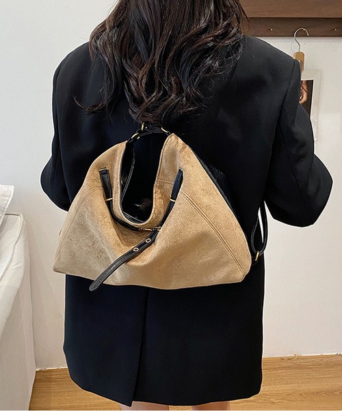 TABI PAL（タビパル）の「スエード&フェイクレザー　トートバッグ（トートバッグ・レディース・ブラック/ベージュ/ブラウン/グリーン・FREE）」の15枚目の写真