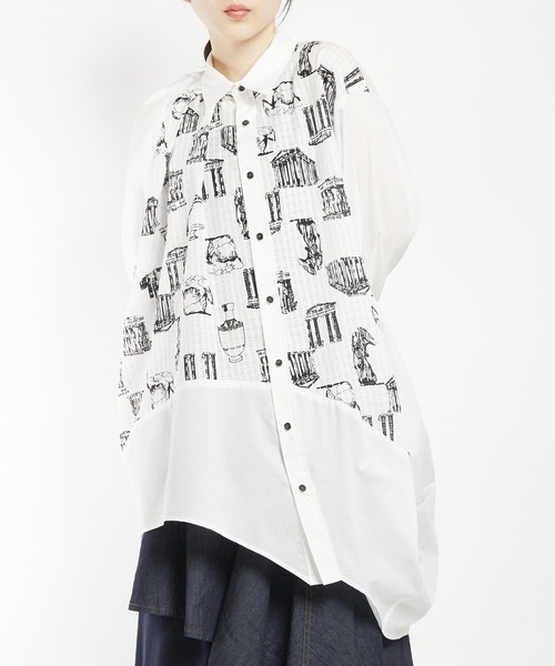 gomme（ゴム）の「パルテノンビックブラウス（シャツ/ブラウス・レディース・グレー/ブラック/ホワイト・MEDIUM）」の2枚目の写真