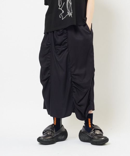 gomme(ゴム)の「ツイルギャザースカート(スカート・レディース・カーキ/ブラック/ネイビー・MEDIUM)」の1枚目の写真