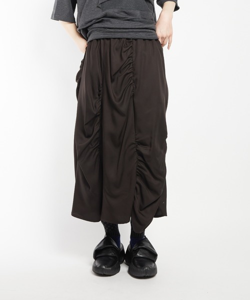 gomme(ゴム)の「ツイルギャザースカート(スカート・レディース・カーキ/ブラック/ネイビー・MEDIUM)」の2枚目の写真