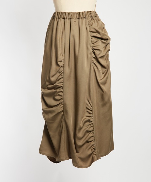 gomme(ゴム)の「ツイルギャザースカート(スカート・レディース・カーキ/ブラック/ネイビー・MEDIUM)」の12枚目の写真