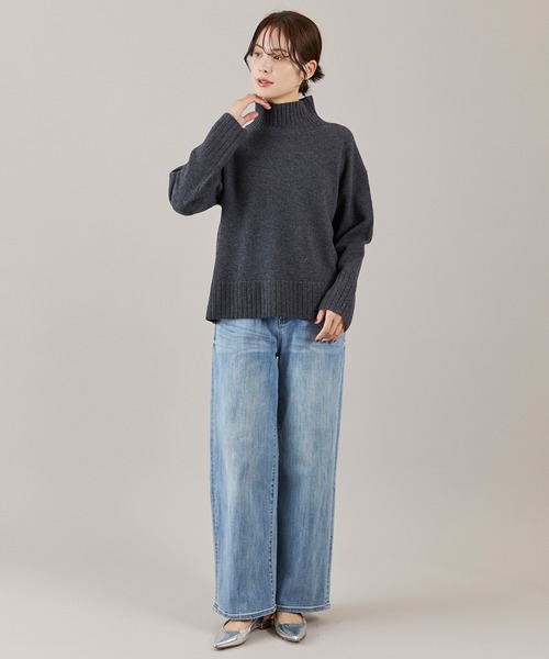 INED（イネド）の「ハイネックプルオーバーニット（ニット/セーター・レディース・チェリーピンク/チャコールグレー/オフホワイト/サックスブルー・9号/11号）」の13枚目の写真