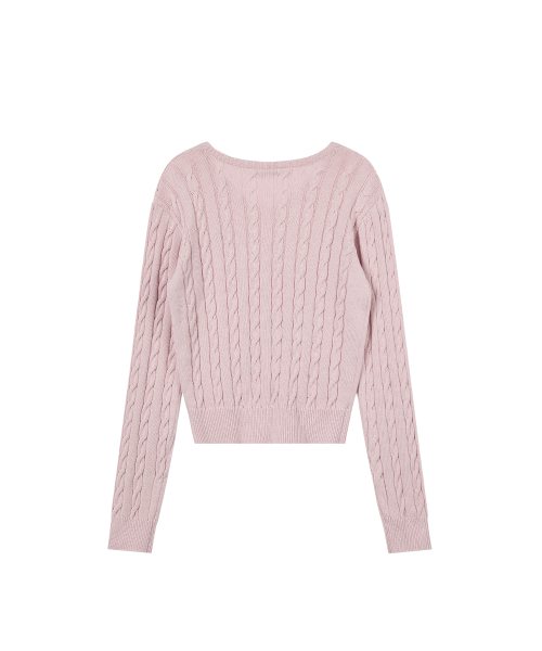 Rest&Recreation(レストアンドレクリエーション)の「CABLE V-NECK KNIT TOP - PINK(ニット/セーター・レディース・ピンク・ONE)」の2枚目の写真