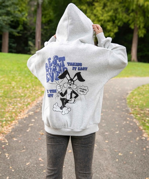 セール】《バックキャラ×ゆるストリート》レディース 裏起毛 ジップ