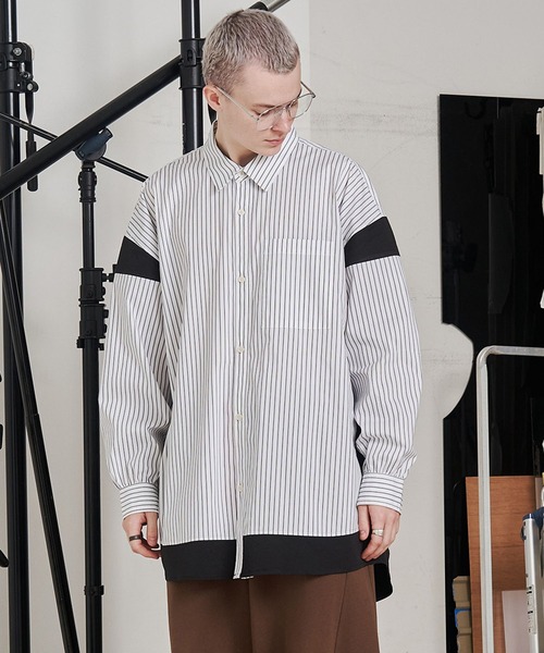 UNISEX】BLOCKING STRIPE SHIRTS/ブロッキングストライプシャツ