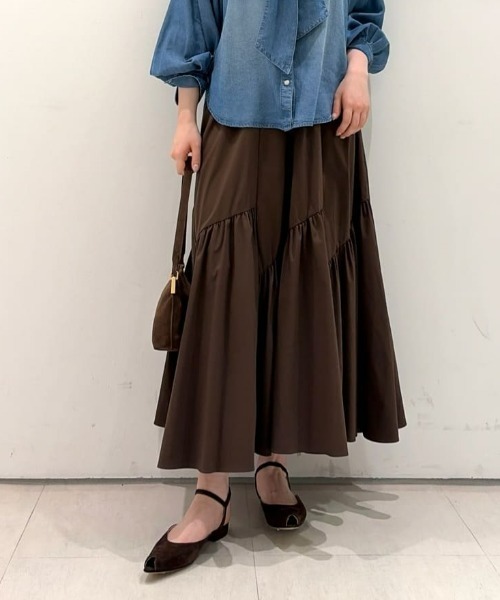 allureville(アルアバイル)の「◇バイヤス切替ギャザースカート(スカート・レディース・ブラウン/ブラック/ホワイト・1/2)」の5枚目の写真