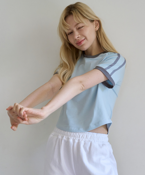 5OML(オーオーエムエル)の「リングラグラン半袖Tシャツ(スカイブルー)(Tシャツ/カットソー・レディース・スカイブルー・LARGE/MEDIUM)」の6枚目の写真