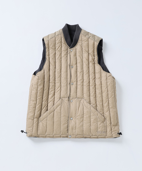 TAION willfree 完売品 ダウンジャケット ダウンベスト ベージュ TAION / タイオン 別注 ヴァーチカルキルト リバーシブル ダウンベスト