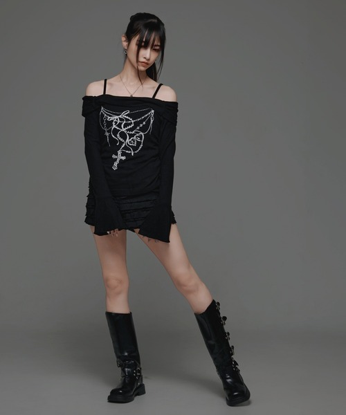.KOM(ドットコム)の「『.KOM/ドットケーオーエム』デザインロングスリーブ【GC】(Tシャツ/カットソー・レディース・ブラック/ホワイト・FREE)」の7枚目の写真