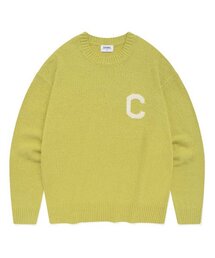 ミドルCロゴクルーネックニットライトライム