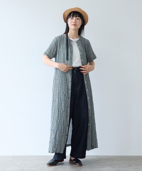 bulle de savon（ビュルデサボン）の「shirring mini check ワンピース（ワンピース・レディース・ブルー/ホワイト・FREE）」の14枚目の写真