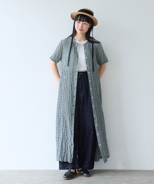 bulle de savon（ビュルデサボン）の「shirring mini check ワンピース（ワンピース・レディース・ブルー/ホワイト・FREE）」の16枚目の写真