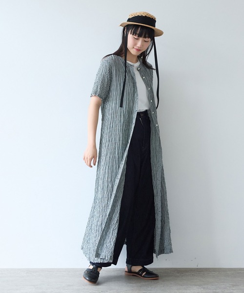 bulle de savon（ビュルデサボン）の「shirring mini check ワンピース（ワンピース・レディース・ブルー/ホワイト・FREE）」の17枚目の写真