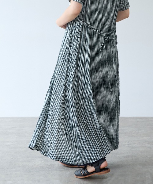 bulle de savon（ビュルデサボン）の「shirring mini check ワンピース（ワンピース・レディース・ブルー/ホワイト・FREE）」の18枚目の写真