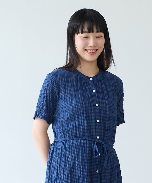 bulle de savon（ビュルデサボン）の「shirring mini check ワンピース（ワンピース・レディース・ブルー/ホワイト・FREE）」の22枚目の写真