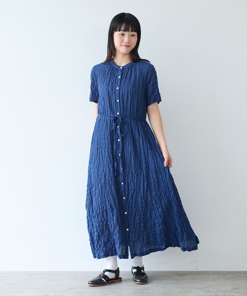 bulle de savon（ビュルデサボン）の「shirring mini check ワンピース（ワンピース・レディース・ブルー/ホワイト・FREE）」の20枚目の写真