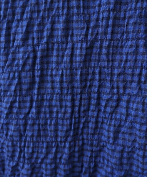 bulle de savon（ビュルデサボン）の「shirring mini check ワンピース（ワンピース・レディース・ブルー/ホワイト・FREE）」の6枚目の写真