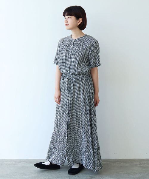 bulle de savon（ビュルデサボン）の「shirring mini check ワンピース（ワンピース・レディース・ブルー/ホワイト・FREE）」の8枚目の写真