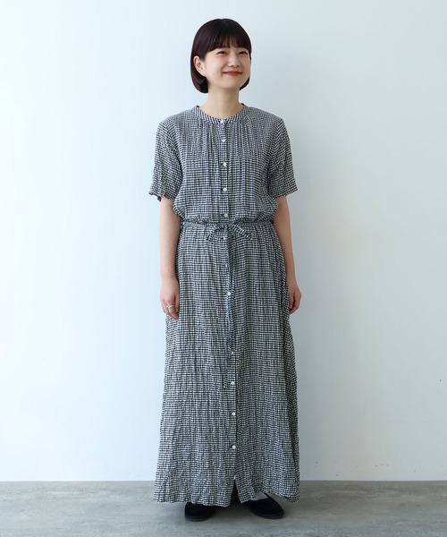 bulle de savon（ビュルデサボン）の「shirring mini check ワンピース（ワンピース・レディース・ブルー/ホワイト・FREE）」の9枚目の写真