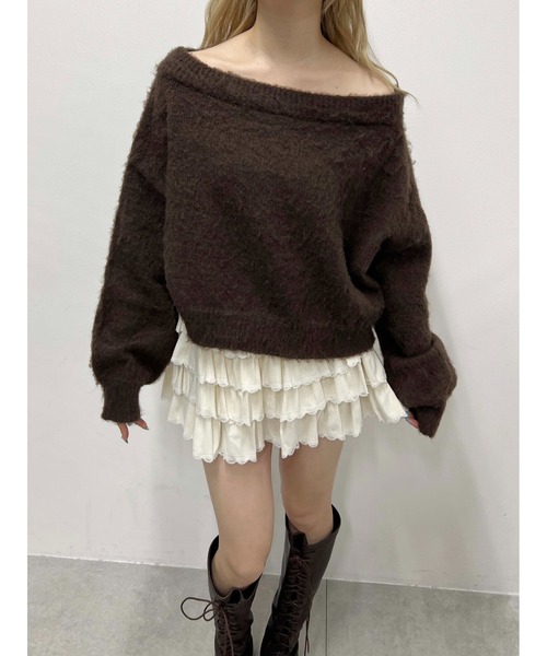 WEGO(ウィゴー)の「リボンワンショルニット(ニット/セーター・レディース・グレー/アイボリー/ブラウン・FREE)」の18枚目の写真